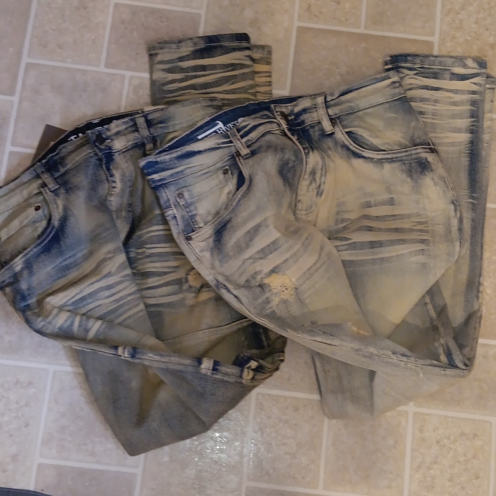 2 Pair Slim Skinny Fit Jeans. Taker And Copper Rivet Brands. Sz 32/32.desert/blu - Picture 4 of 9